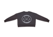 Anthracite sweatshirt rear view with large white BE1U logo