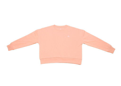 Peche sweatshirt front view with small white BE1U logo