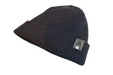 Side view graphite beanie with leather BE1U logo