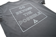 Grey tshirt rear side view with Go Beyond The Possible text and BE1U logo in white