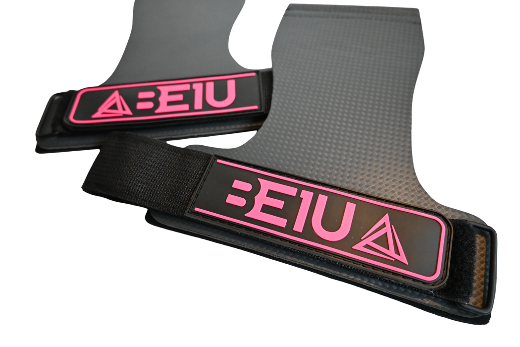 Black and pink BE1U hand grips strap view
