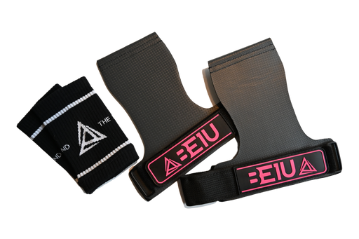 Black and pink BE1U hand grips with sweatbands